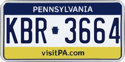 PA license plate KBR3664