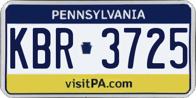 PA license plate KBR3725