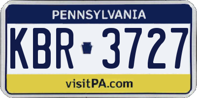 PA license plate KBR3727