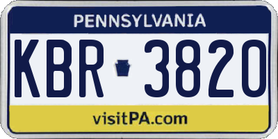PA license plate KBR3820