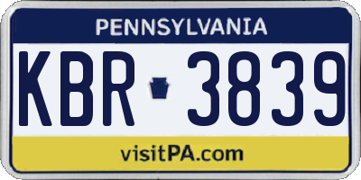PA license plate KBR3839