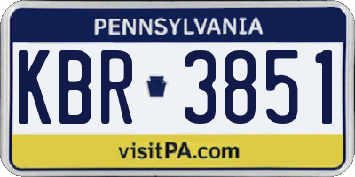 PA license plate KBR3851