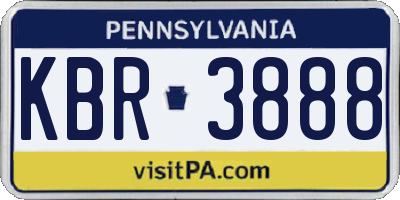 PA license plate KBR3888
