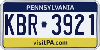 PA license plate KBR3921