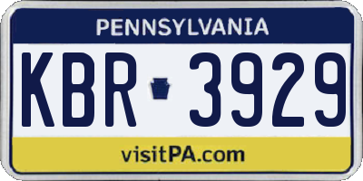 PA license plate KBR3929