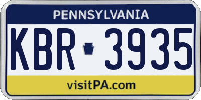 PA license plate KBR3935