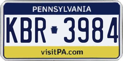 PA license plate KBR3984