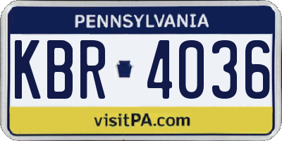 PA license plate KBR4036