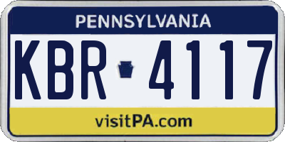 PA license plate KBR4117
