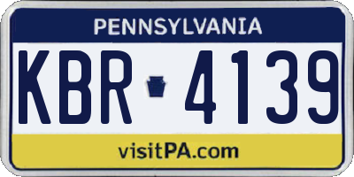 PA license plate KBR4139