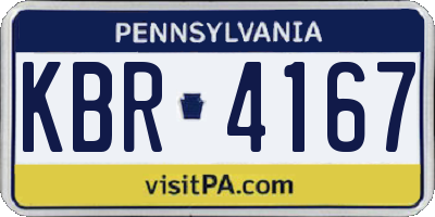 PA license plate KBR4167