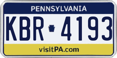 PA license plate KBR4193