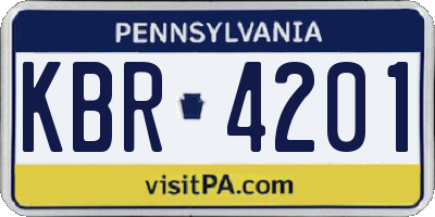 PA license plate KBR4201