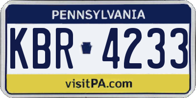PA license plate KBR4233