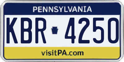 PA license plate KBR4250
