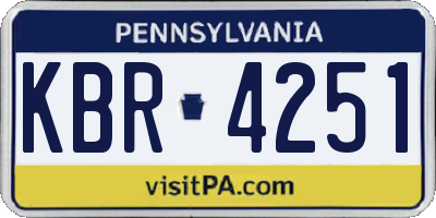 PA license plate KBR4251