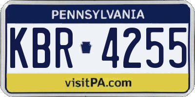 PA license plate KBR4255