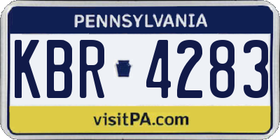 PA license plate KBR4283