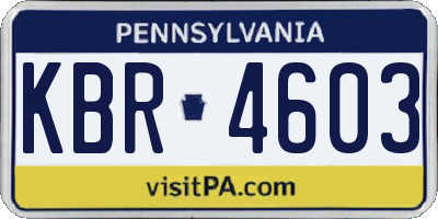 PA license plate KBR4603