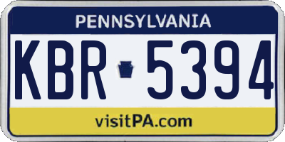 PA license plate KBR5394