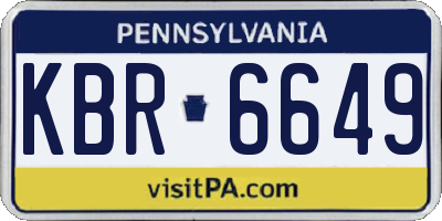 PA license plate KBR6649