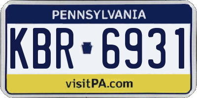 PA license plate KBR6931
