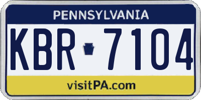 PA license plate KBR7104