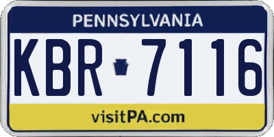 PA license plate KBR7116