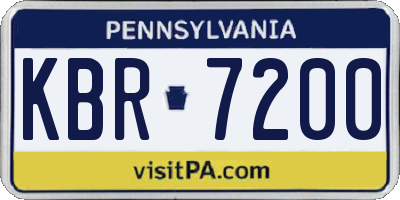 PA license plate KBR7200