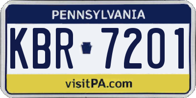 PA license plate KBR7201