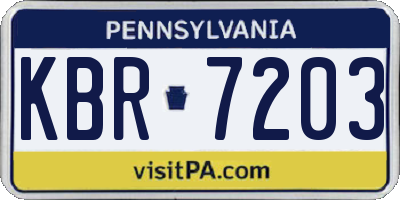PA license plate KBR7203