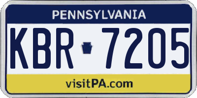 PA license plate KBR7205
