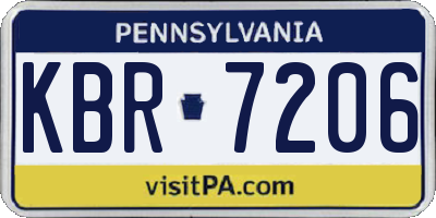 PA license plate KBR7206