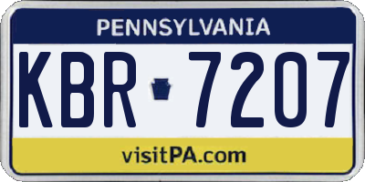 PA license plate KBR7207