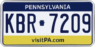 PA license plate KBR7209