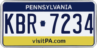 PA license plate KBR7234