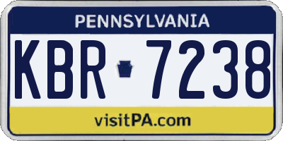 PA license plate KBR7238