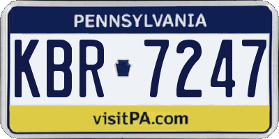 PA license plate KBR7247
