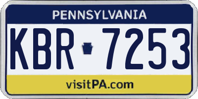 PA license plate KBR7253