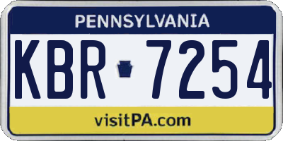 PA license plate KBR7254