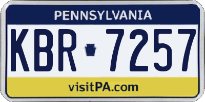 PA license plate KBR7257