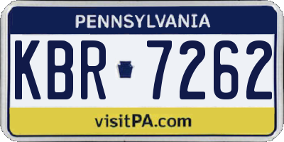 PA license plate KBR7262