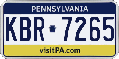 PA license plate KBR7265