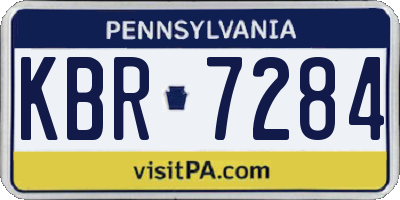 PA license plate KBR7284