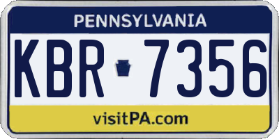 PA license plate KBR7356