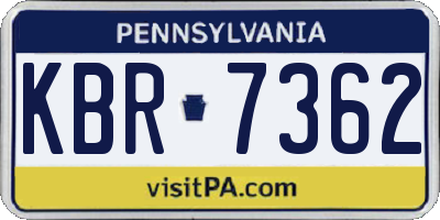 PA license plate KBR7362