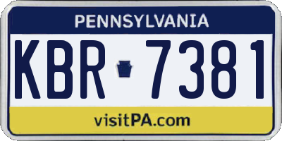 PA license plate KBR7381