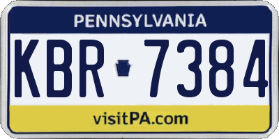 PA license plate KBR7384