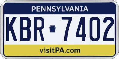 PA license plate KBR7402
