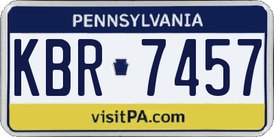 PA license plate KBR7457